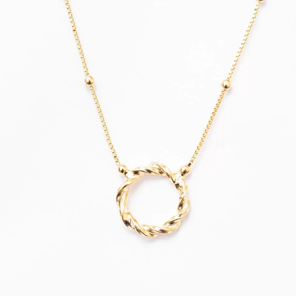 GIULIA CHOKER TWISTED HOOP PENDANT GOLD PLATING