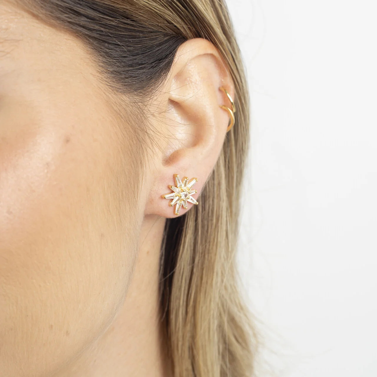 CONSTELLATION EARRINGS WITH ZIRCONIA GOLD-PLATED