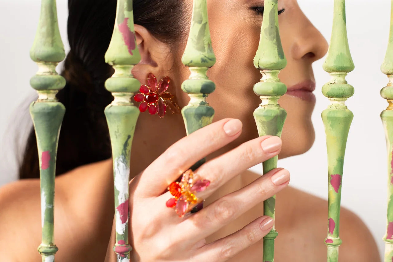 Magnolia Earrings – Pink Crystal Mix