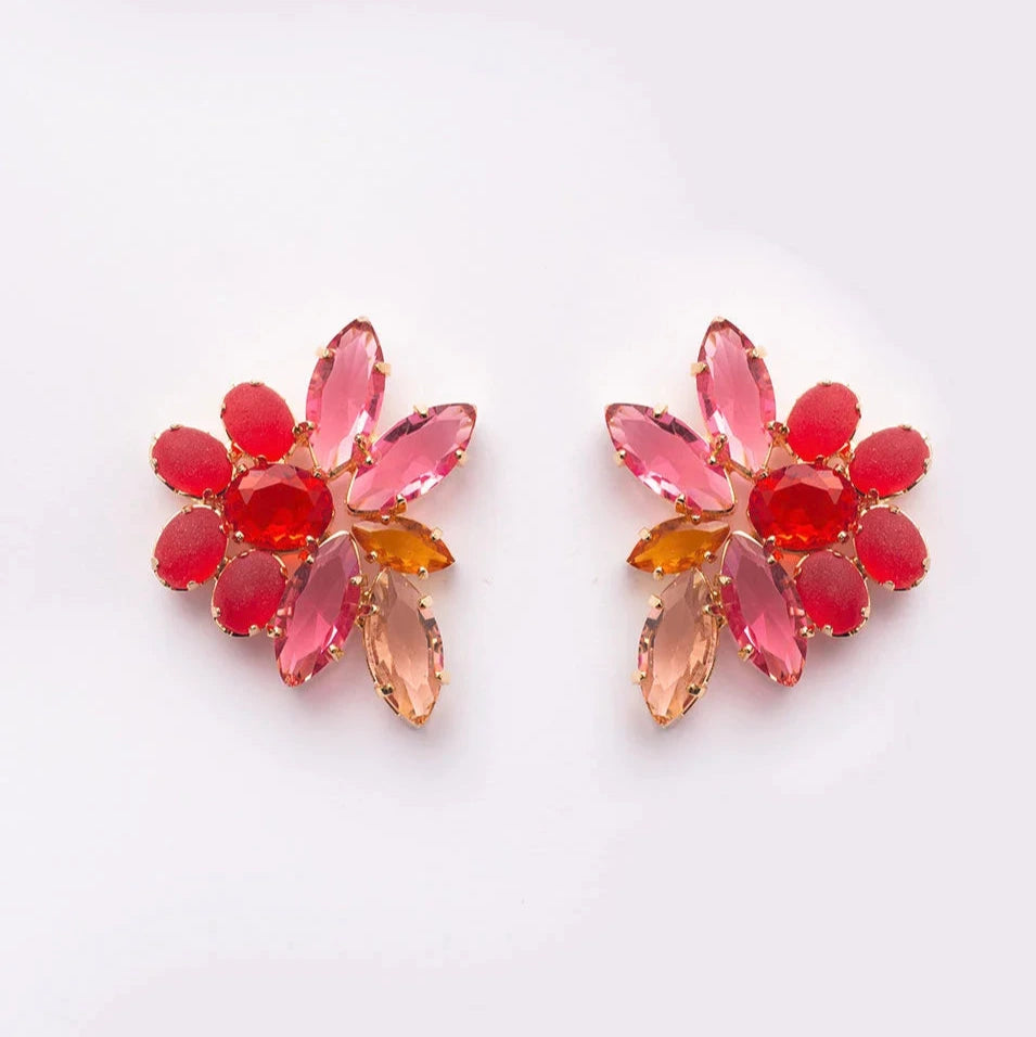 Magnolia Earrings – Pink Crystal Mix