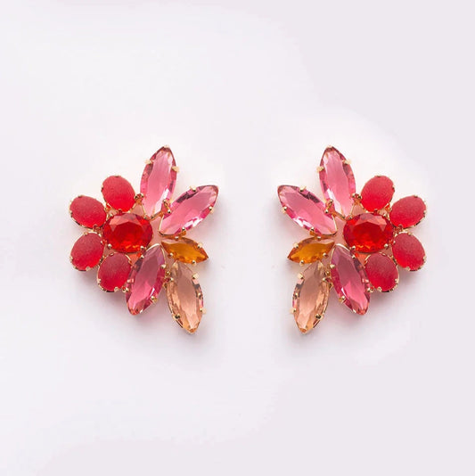 Magnolia Earrings – Pink Crystal Mix