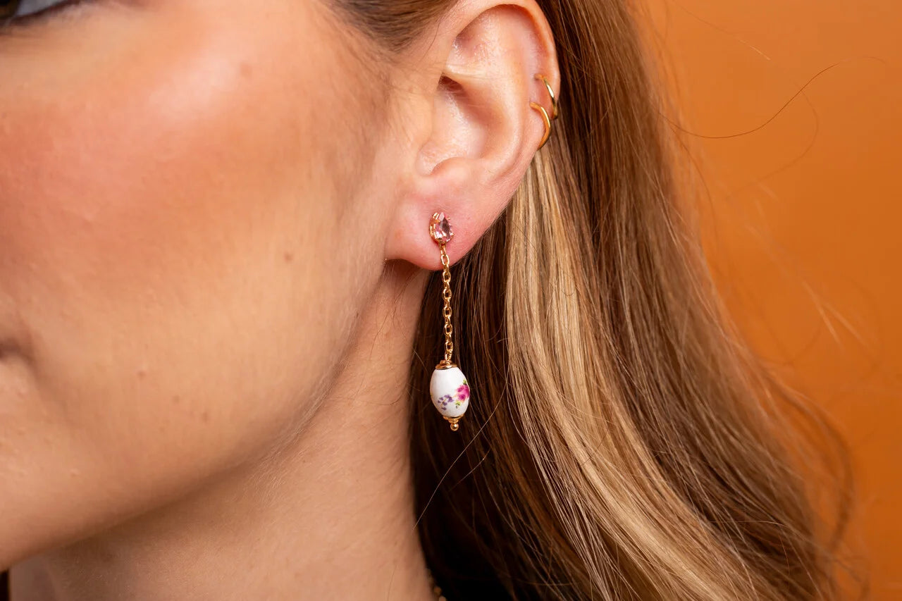 Floral Barrel Pendant Earrings