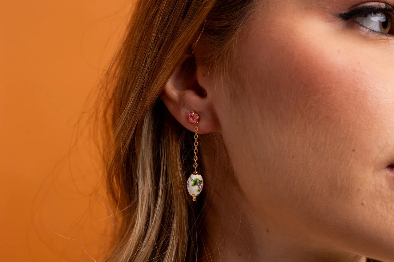 Floral Barrel Pendant Earrings