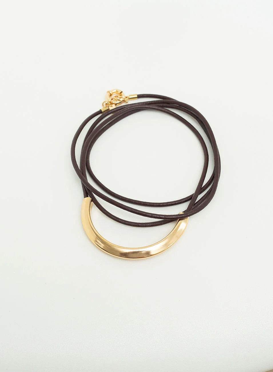 MERSA BRACELET - LEATHER BOW GOLD PLATED