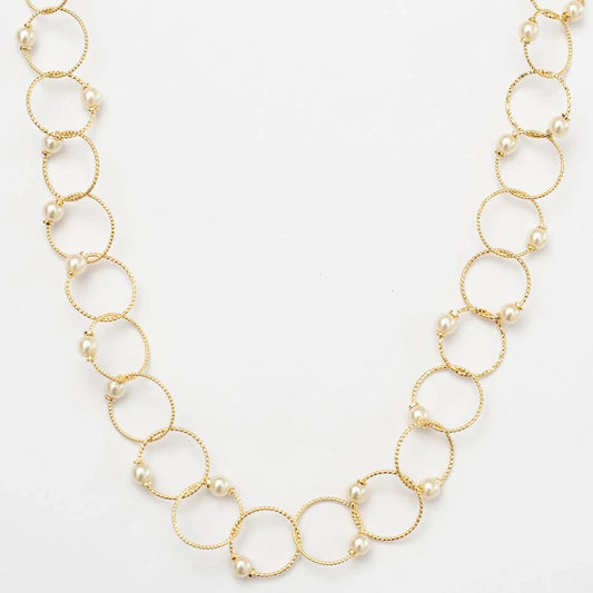LOTUS PEARL LINK NECKLACE WITH GOLD PLATING