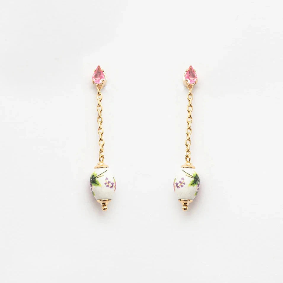 Floral Barrel Pendant Earrings