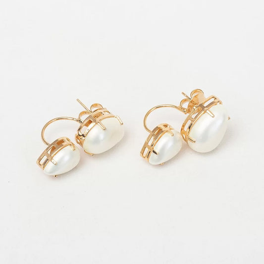 MILKA EARRINGS WITH DOUBLE PEARLS AND GOLD PLATING