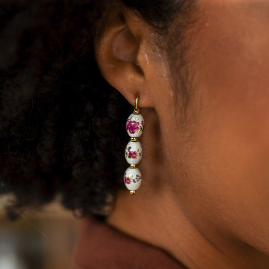 Barrel Pendant V-Hoop Earrings