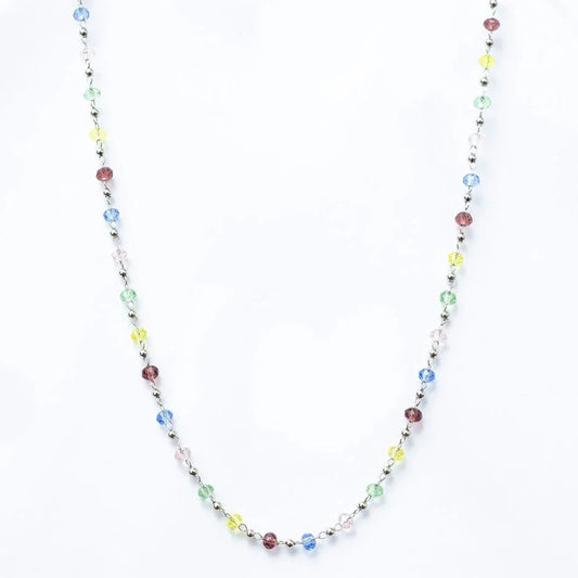 Marroca Coloured Crystals White Rhodium Plating Necklace