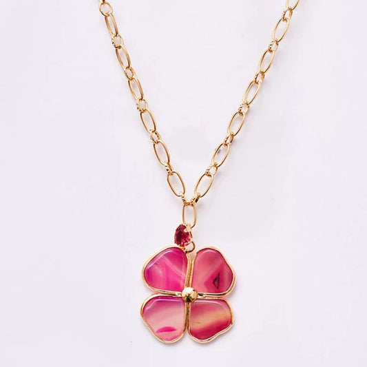 Pink Agate Gold Plating Necklace
