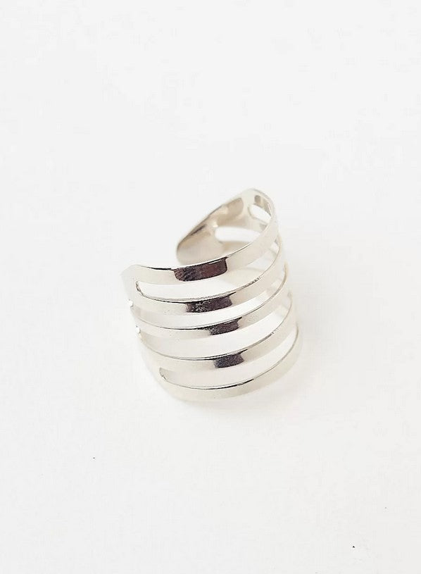 WIDE HOLLOW RING RHODIUM PLATED