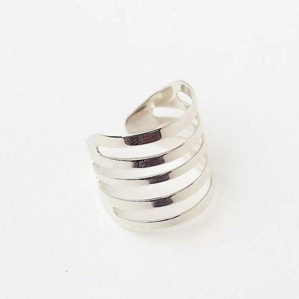 WIDE HOLLOW RING RHODIUM PLATED