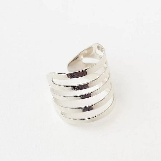 WIDE HOLLOW RING RHODIUM PLATED