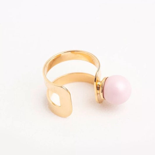 SAINT RING PINK PEARL HOLLOW RING GOLD PLATED