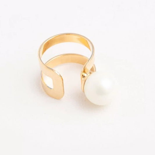 SAINT RING PEARL HOLLOW GOLD PLATED