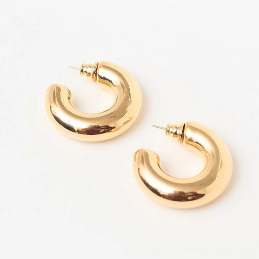 JULIE M HOOP EARRINGS GOLD PLATED