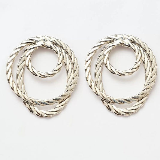 Earrings Carolina 3 Links White Rhodium Plating