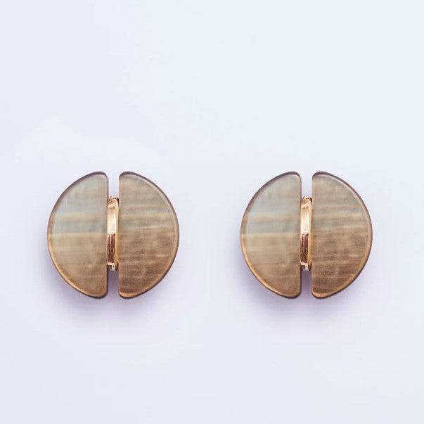 San Botton Brown Earrings Gold Plated