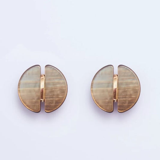 San Botton Brown Earrings Gold Plated