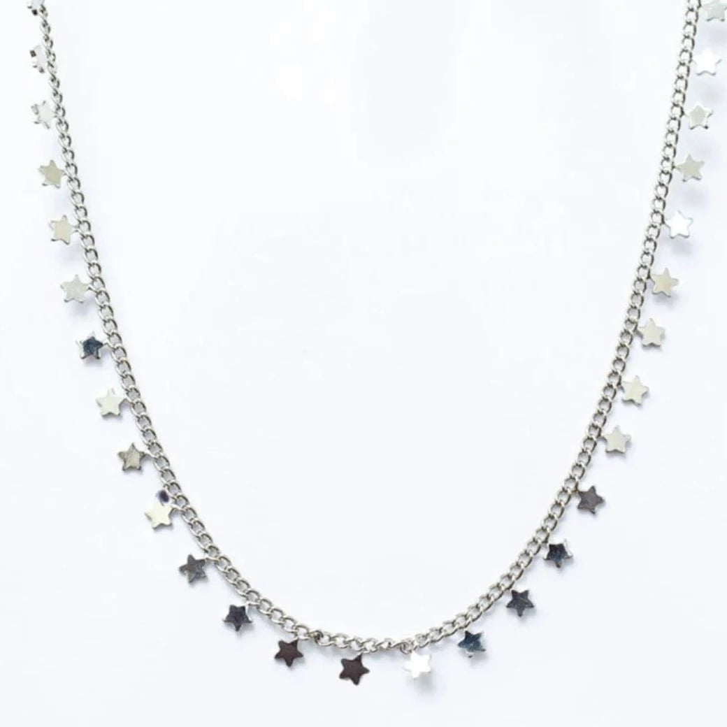 Stars Necklace White Rhodium Plating