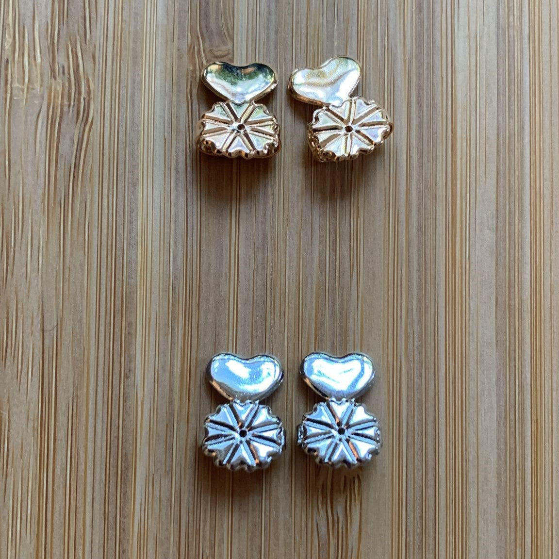 Pair of heart-shaped earring backs