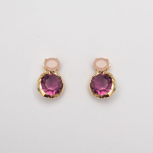 Earrings – Pink Crystals and Amethist