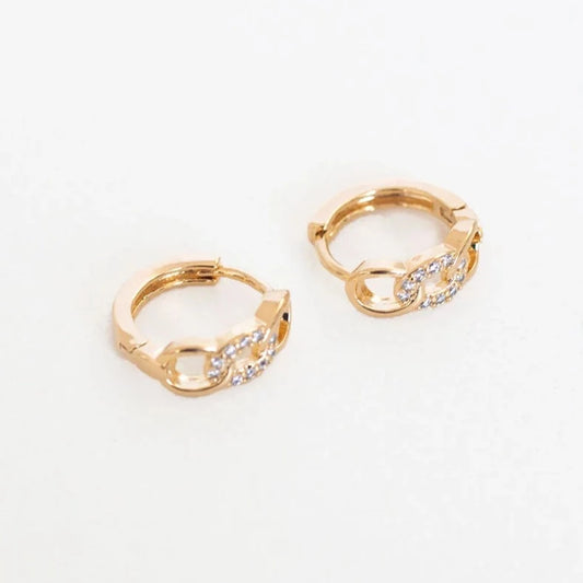 Zirconia Chain Gold Plating Hoops