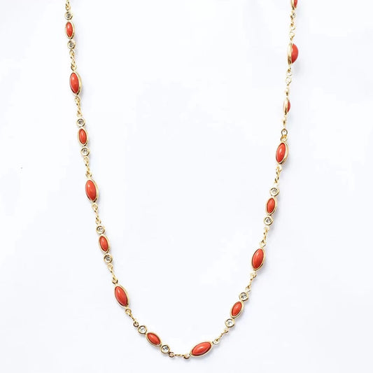 July Coral Necklace Gold Plating