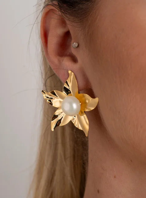 LILA FLOWER EARRINGS GOLD PLATED