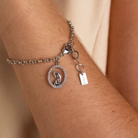 OUR LADY BRACELET WITH ZIRCONIA RHODIUM PLATING