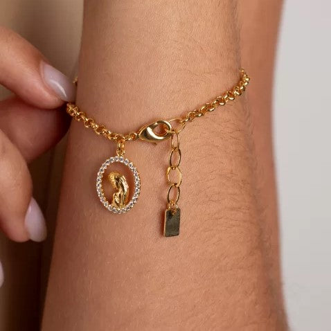 OUR LADY BRACELET WITH ZIRCONIA GOLD-PLATED