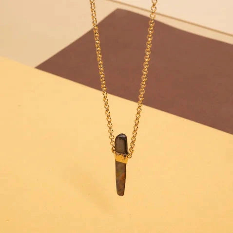 Serenity Necklace in Pistachio Green with Gold Plating