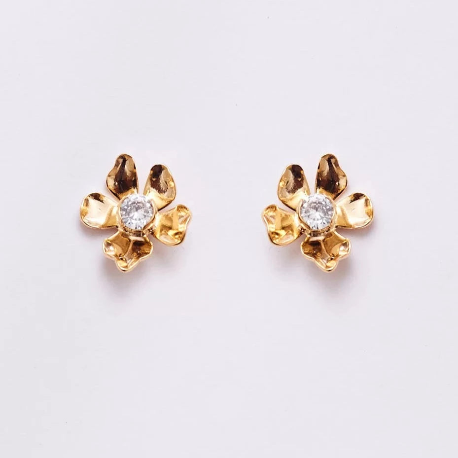 Magnolia Flower Earrings Gold Plating