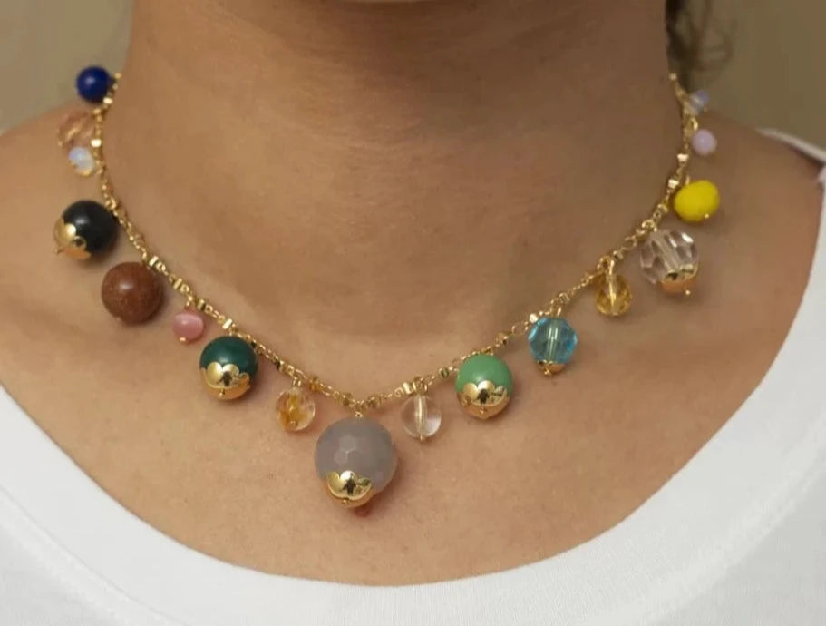 Gems Necklace Gold Plated