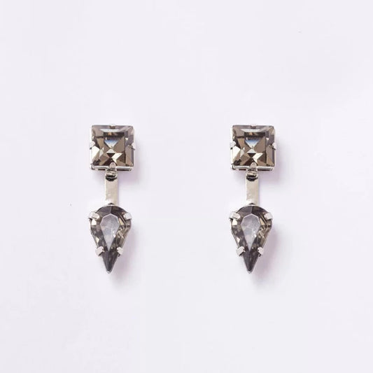 Grey Earrings White Rhodium Plated