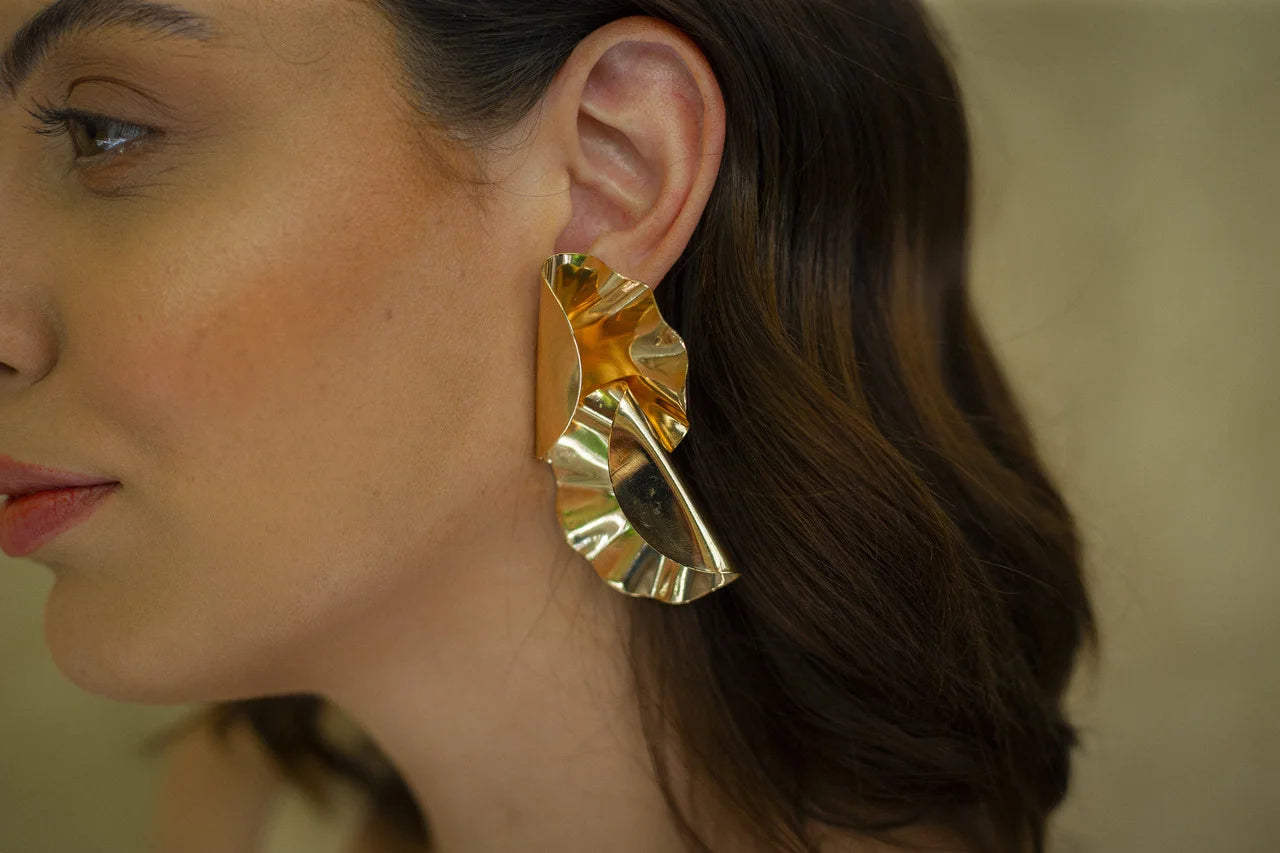 Double Disc Earrings with Gold Plating