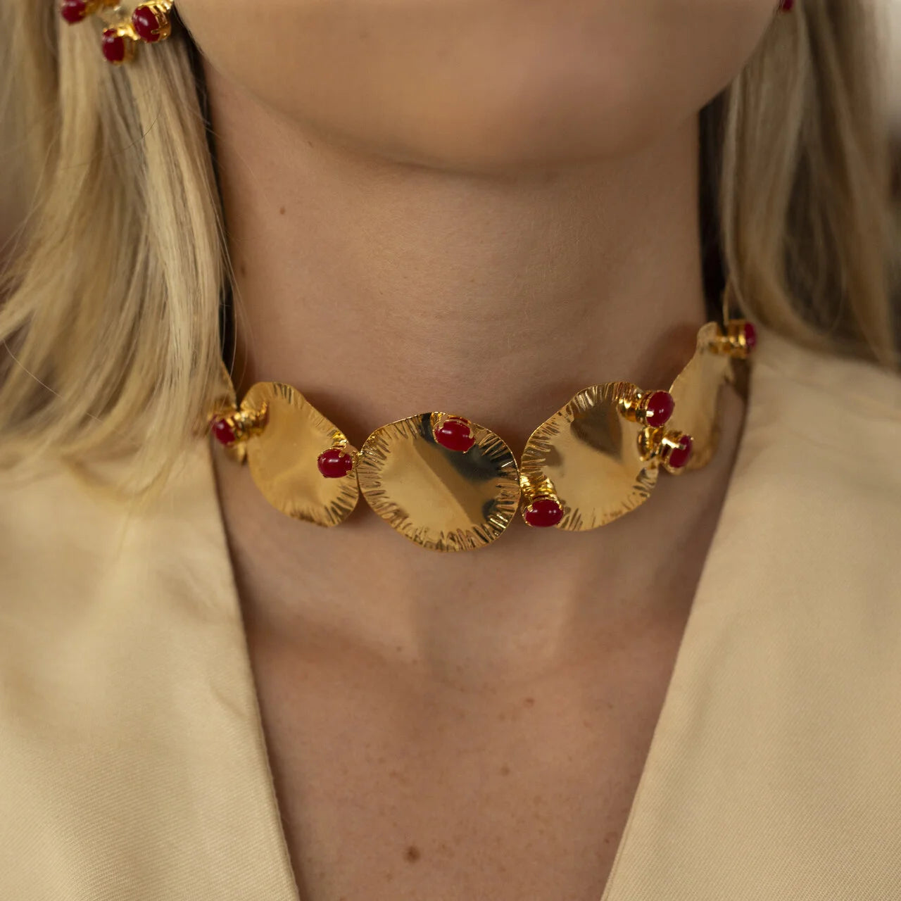 CHERRY CHOKER BORDEAUX RESIN DISC GOLD PLATING