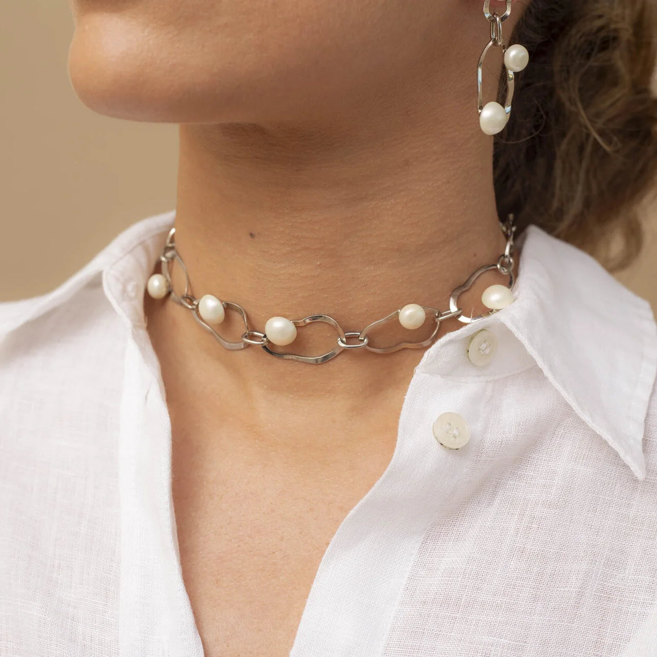 Phuket Pearls Choker White rhodium plating