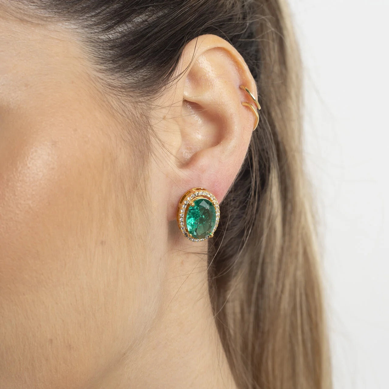 Nina Earrings Organite Crystal, Gold-Plated