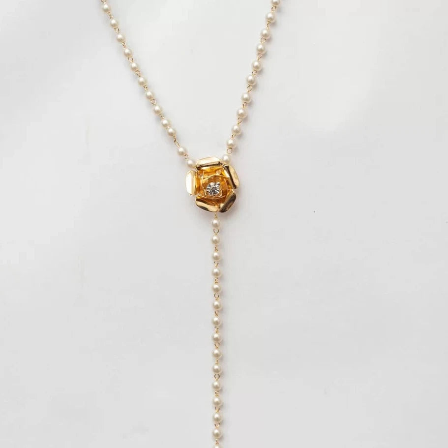 Flower Tie Necklace Gold Plated