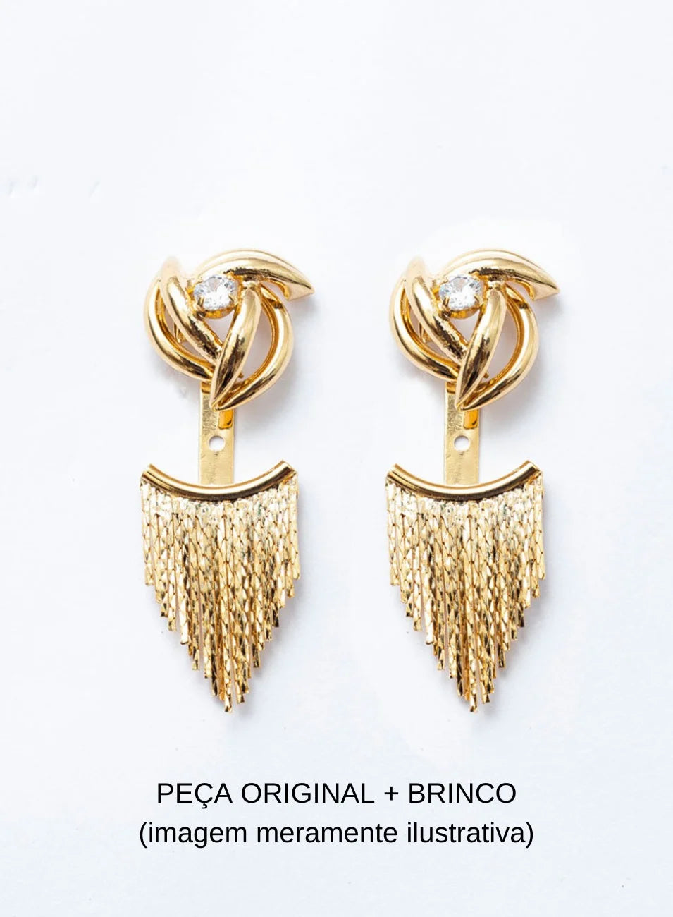 FRINGE EAR JACKET EARRING BACKS GOLD PLATING