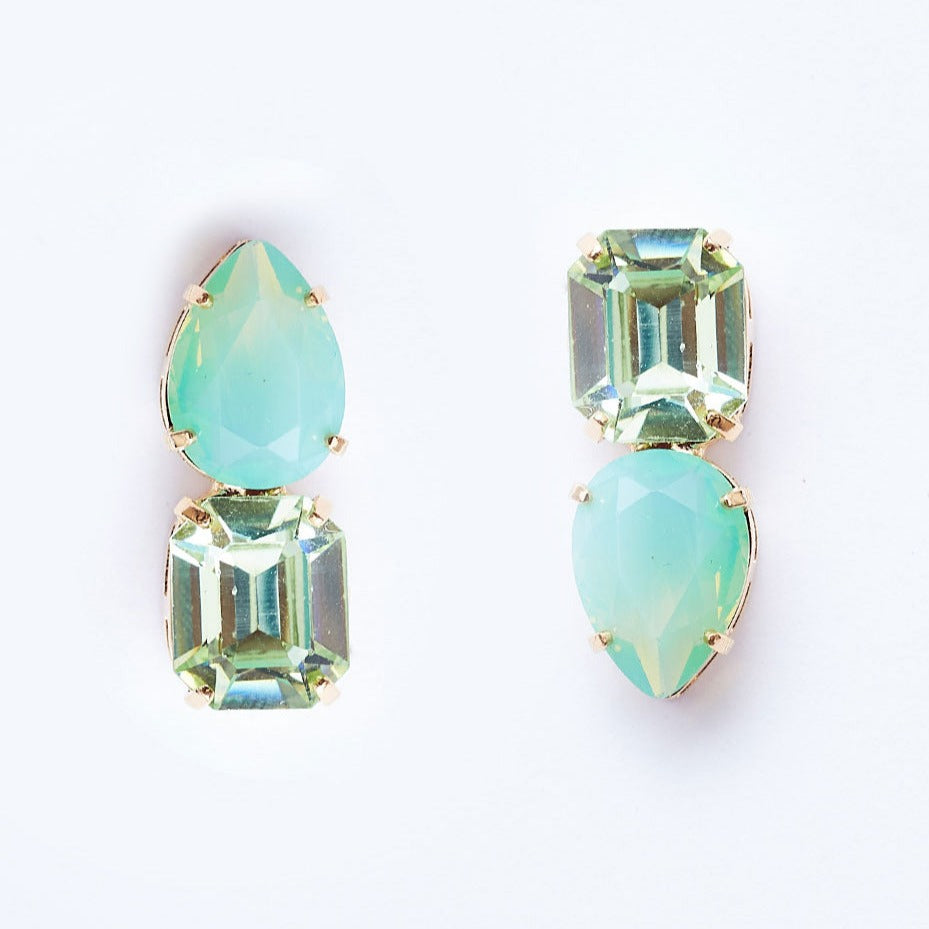 Duo Green Earrings Gold Plated