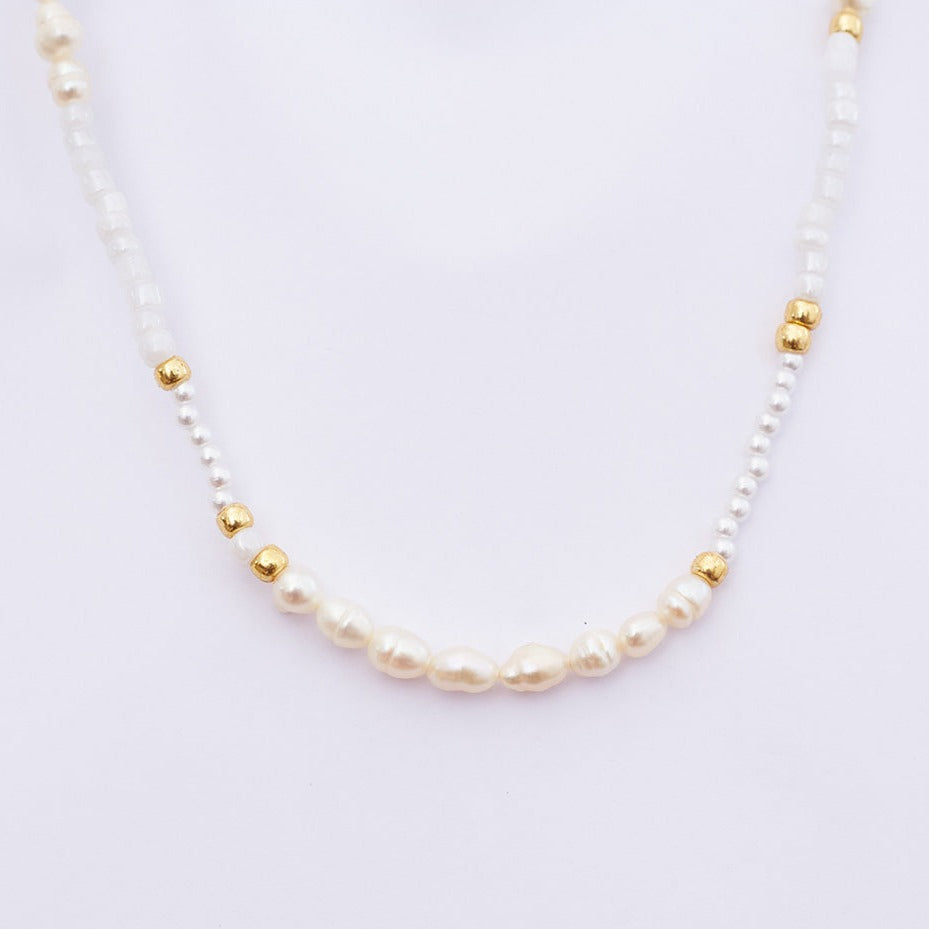 Maldivas Pearls Necklace Gold Plated