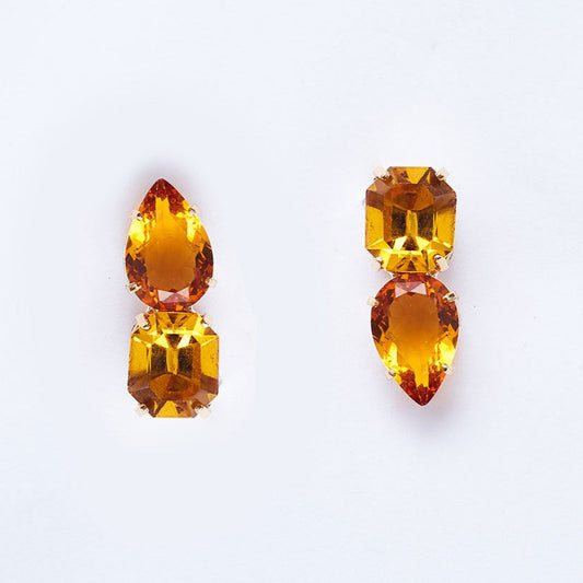 Duo Amber Earrings Gold Plated