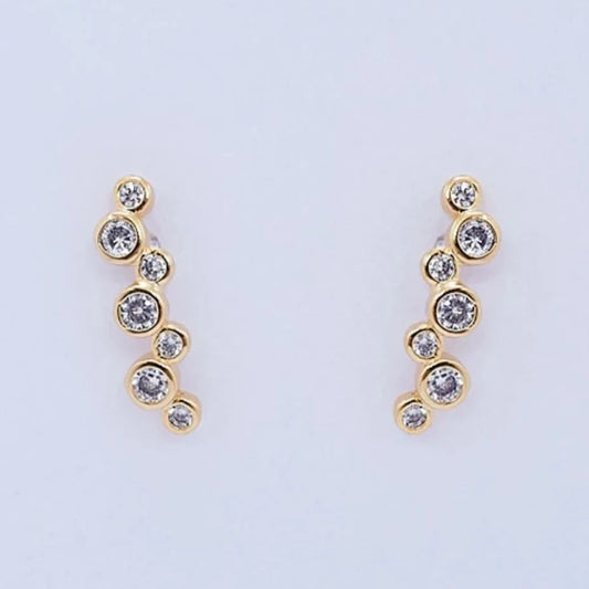 Bubbles Zirconia Gold Plated Earrings