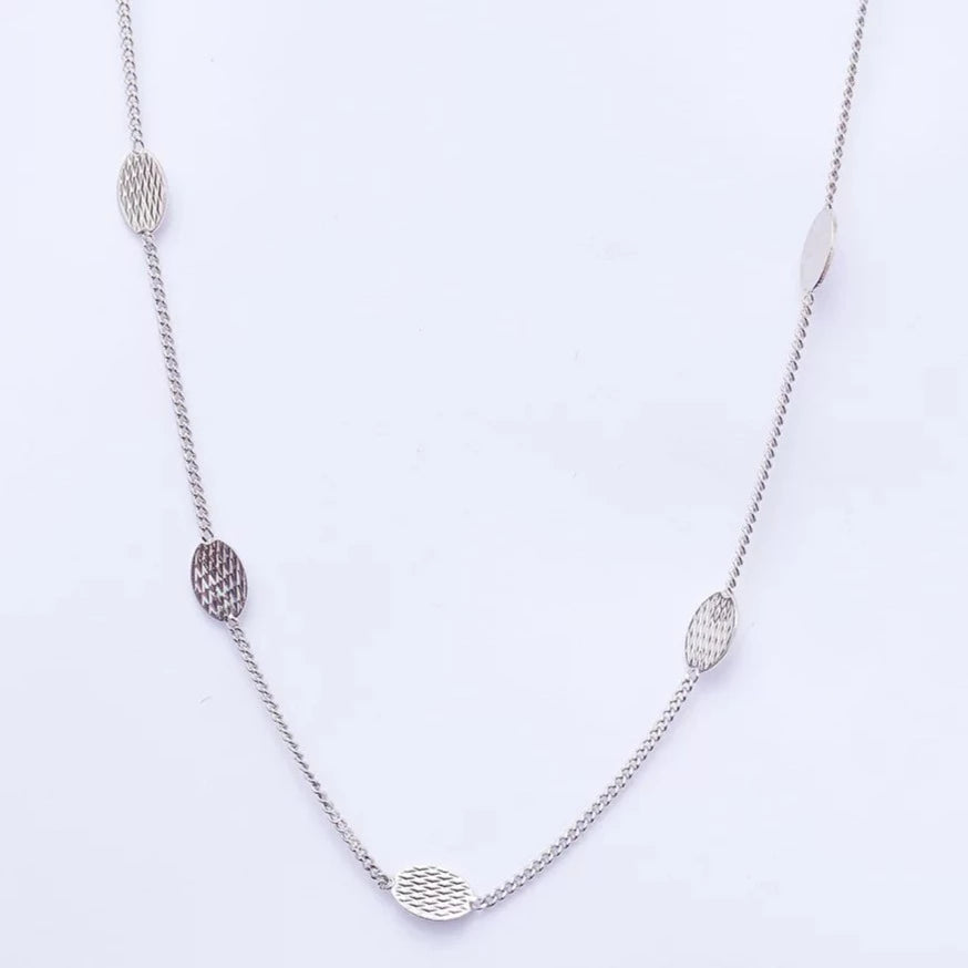 Minimalist Double Chain White Rhodium Necklace