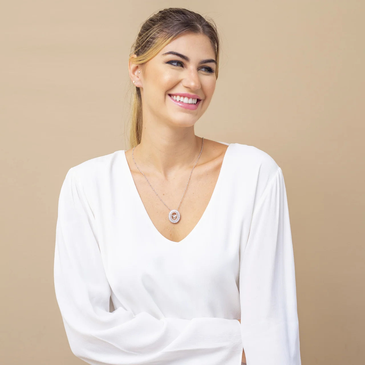 Dove of Peace White Rhodium Necklace